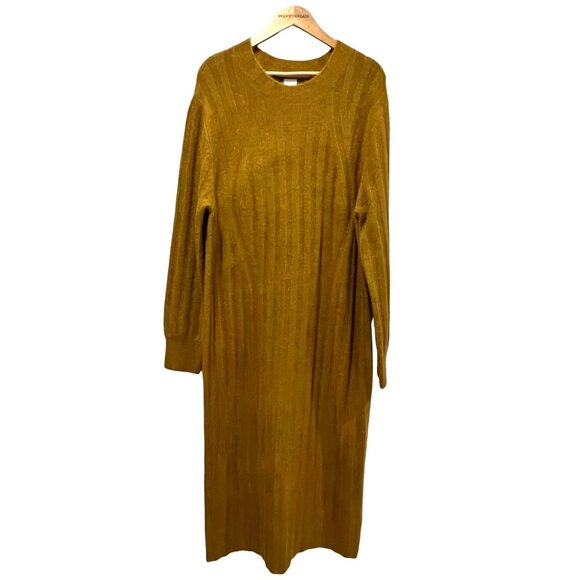 A New Day Knit Long Sleeve Midi Dress, NWT, Olive Gold, XXL - Picture 2 of 7